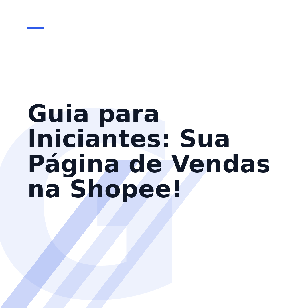 Guia para Iniciantes: Sua Página de Vendas na Shopee!