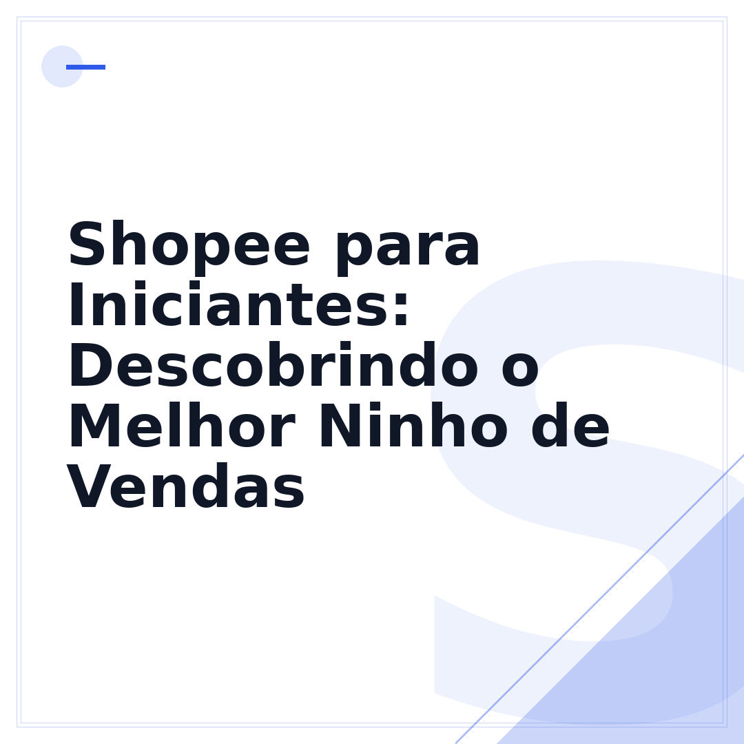 Shopee para Iniciantes: Descobrindo o Melhor Ninho de Vendas